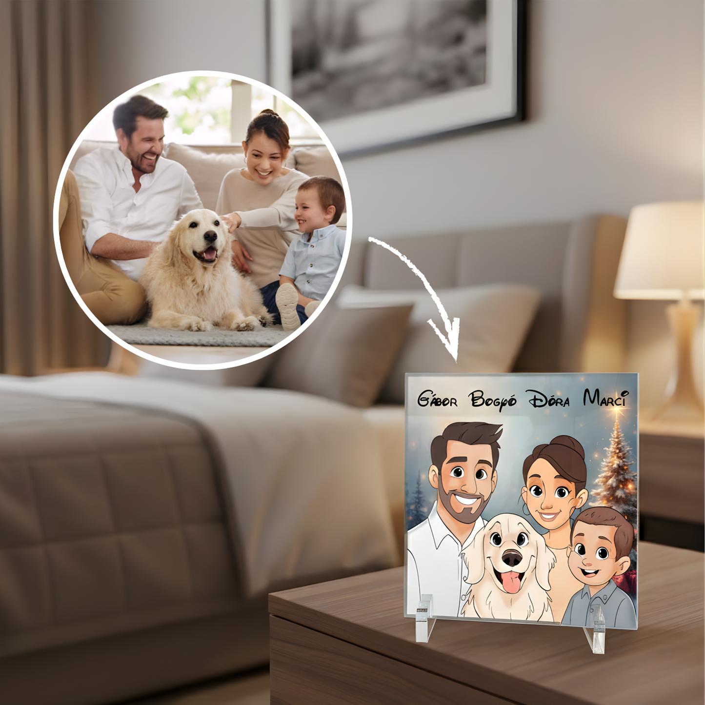 MemoryGlass™ Egyedileg Rajzolt Emlék Akril Ajándék