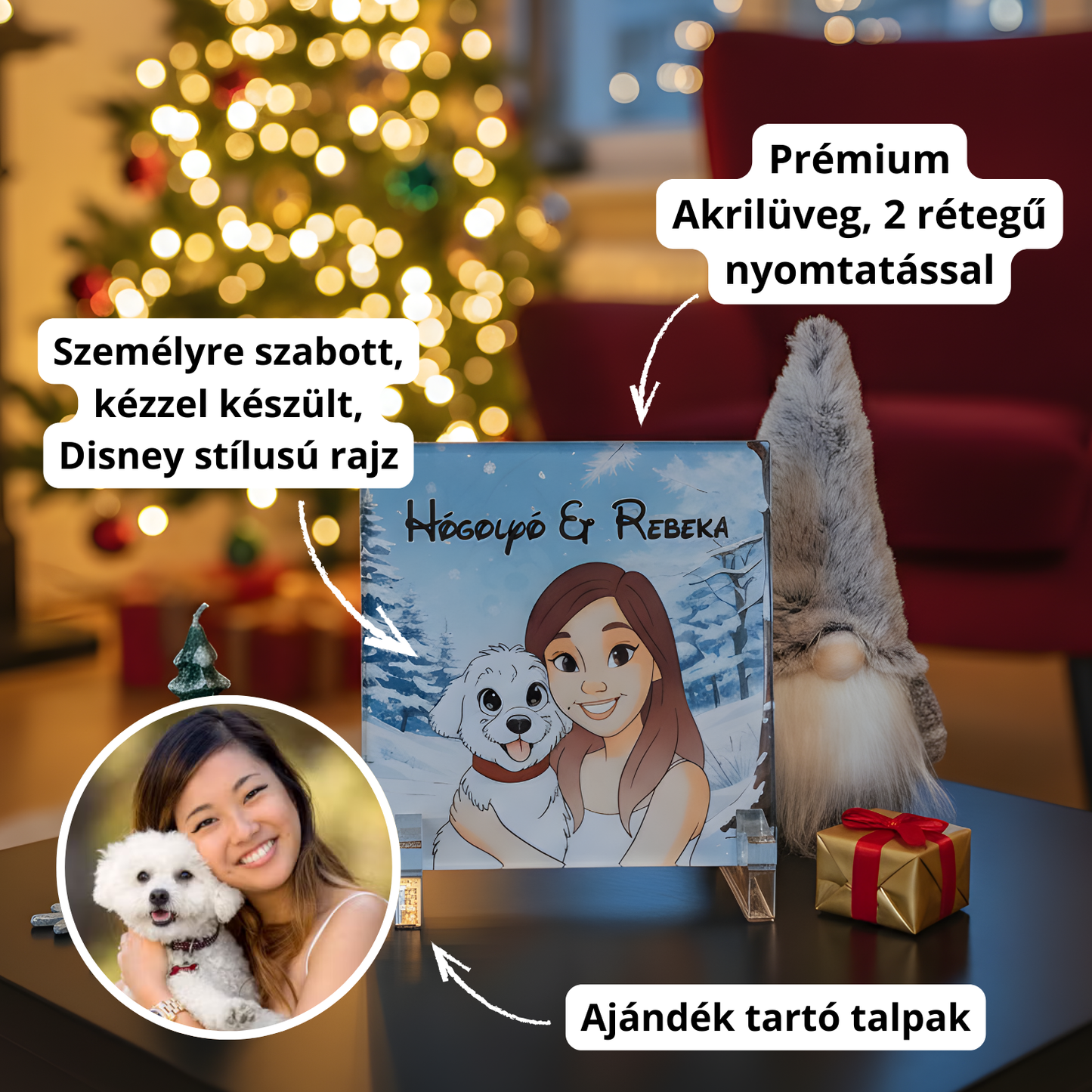 MemoryGlass™ Egyedileg Rajzolt Emlék Akril Ajándék